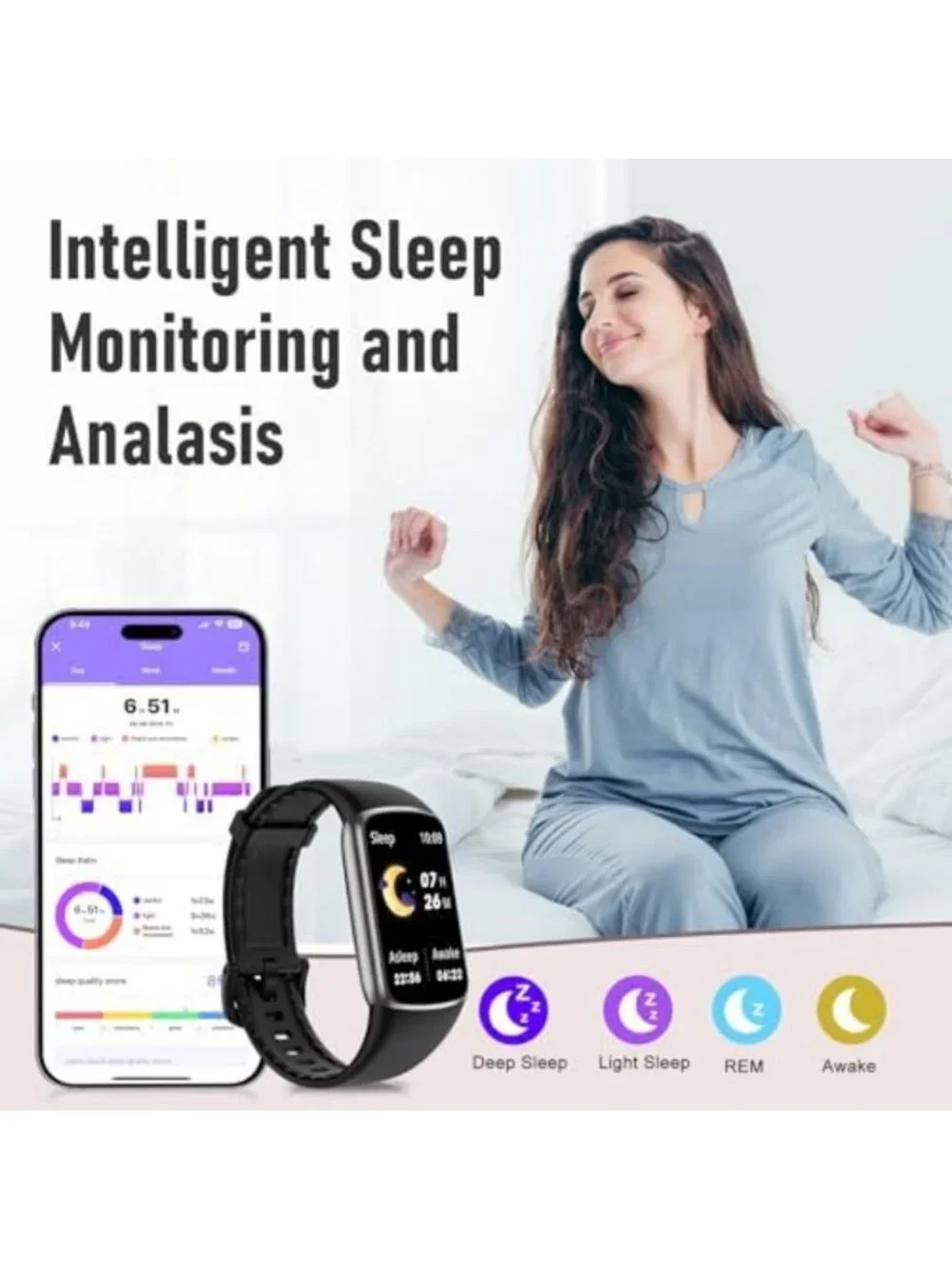 24/7 Heart Rate Monitor Smart Watch - IP68 Waterproof Fitness Tracker, 123